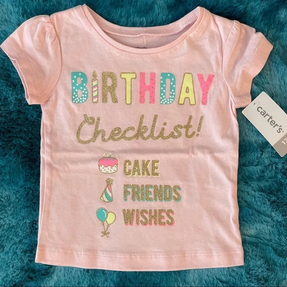 Carter’s Baby Girl Birthday Graphic T-Shirt Size 12 Months